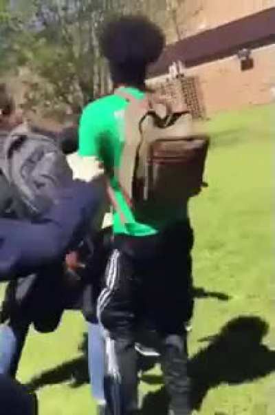Guy gets sucker-punched by a female, responds and then defends himself from another female