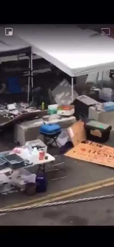 Black "Duke Nukem" goes one-man-army on the CHAZ/CHOP: destroys illegal barriers, flips over tent city, and polices knife-wielding insane protestor
