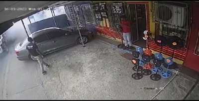 Truck tyre explodes. 9/10/2023. Sangre Grande, Trinidad &amp; Tobago.