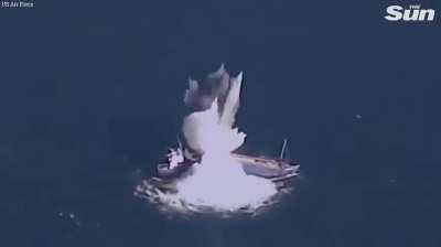 Cargo tanker split in half in seconds by US "Quicksink" missile in show of force to China - March 2023
