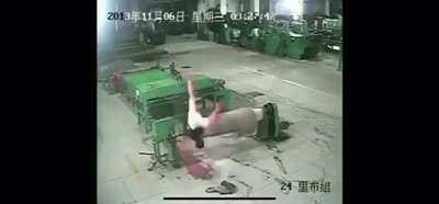 Man stuck on spinning machine for multiple minutes