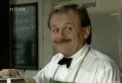 Bartender's forced smile