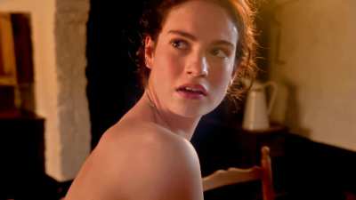 The concern face Lily James has when you cum deep inside of her. That glimpse of her nipple though.