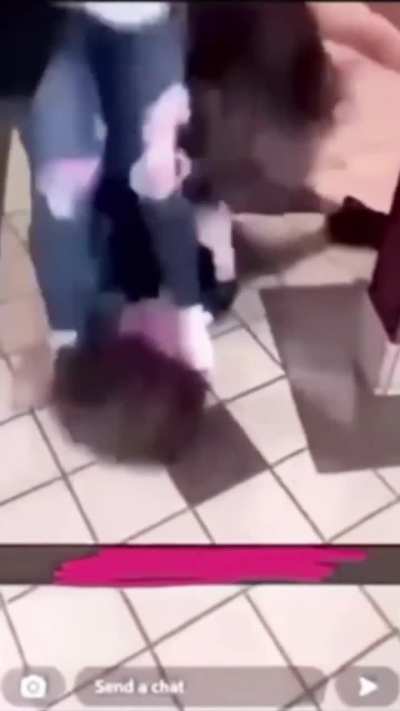 Girl got the double stomp steppers and gets knocked out