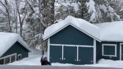 It snowed 36 inches in New Hampshire today. This is how you get all of that snow off of the roof