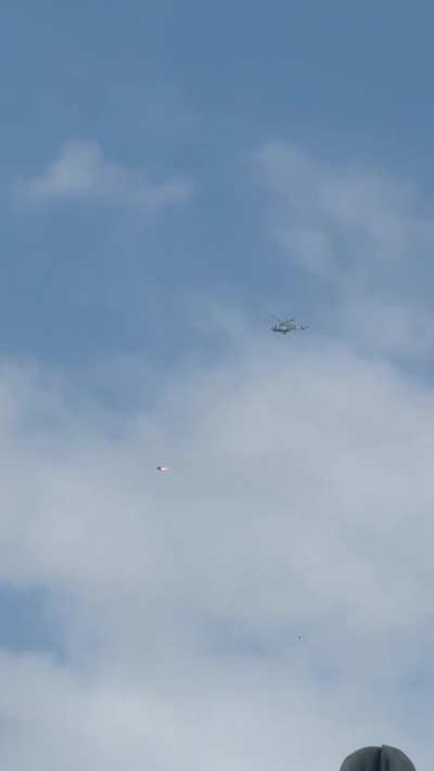 Ground footage of a Ukrainian Mi-8 helicopter crew shooting down an Iranian/Russian 