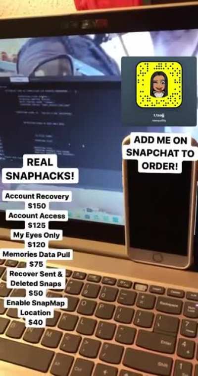 contact @naequality on snapchat to order hacks for social media's like snapchat, instagram, facebook &amp;amp; more! Hit The Telegram Group Link In Comments!