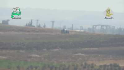 An ISIS van is destroyed by a rebel ATGM near Maarat Umm Hawsh, Syria - Features a 'first person' view of the ATGM firing (2015-2016)