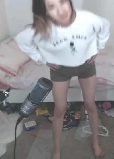 Showing of her midriff
