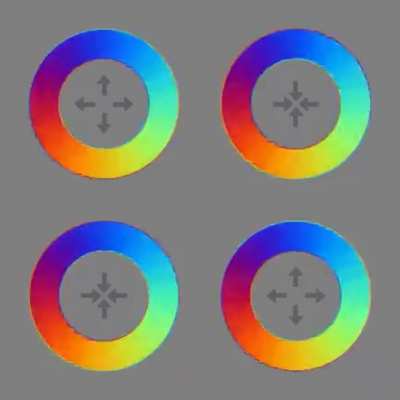 The circles aren't moving, the only movement in the image is the spinning