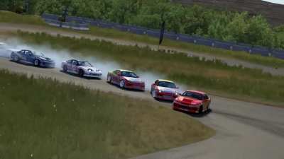 Team 7 man tandem drift on a track we just released (link in comments)