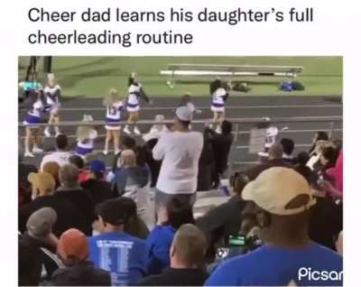 "Cheers to Chad Dad: Learning and Performing His Daughter's Cheer Routine in a Heartwarming Display of Fatherly Love"