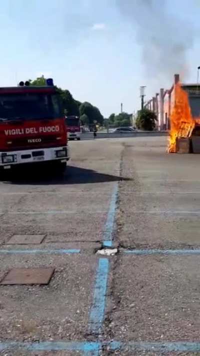 WCGW pulling into a firefighting demonstration?