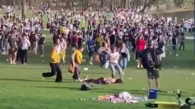 Brussels Police Trample An Unsuspecting Man With His Back Turned And Not Aware Of The Impending Danger