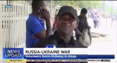 Nigerian youths stormed Ukrainian embassy in Abuja to volunteer to fight for Ukraine.