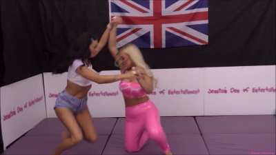 Jess Nova Spanks, Wedgies, Facesits, and Stinkfaces Holly Mason during their recent Bra &amp;amp; Panties Match! | (JDoE Wrestling-Federation)