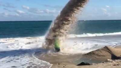 I wonder how much sand had displaced under the force.