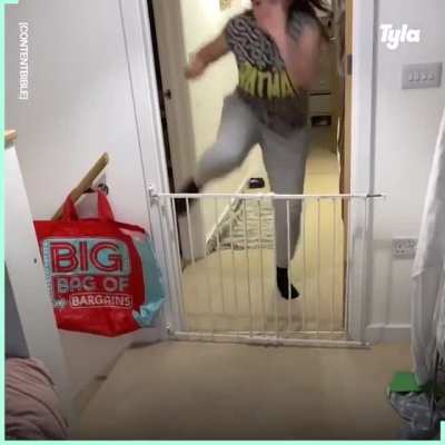 To jump this baby gate
