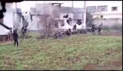 Multiple clips of Syrian Armed Forces supported by local rebels raiding an ISIS cell in a house in Nawa (Daraa province), all 6 members as well as their commander were reportedly killed, January 27/28th 2024
