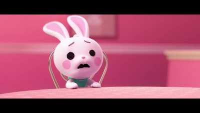 The bunny gets the pancake~