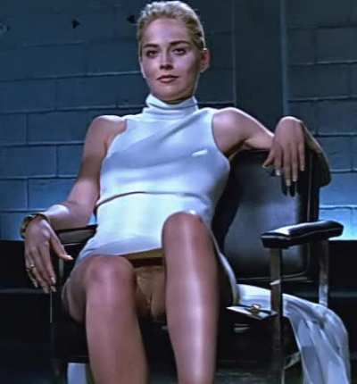 Sharon Stone flashing her pussy