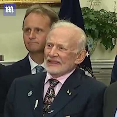 Buzz Aldrin&rsquo;s reaction to Trumps space talk.