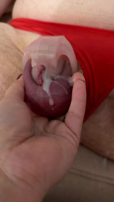 Squeeze the cum out and give him a taste