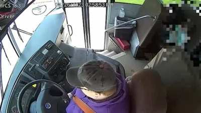 Moment 7th-grader stopped school bus after driver passes out