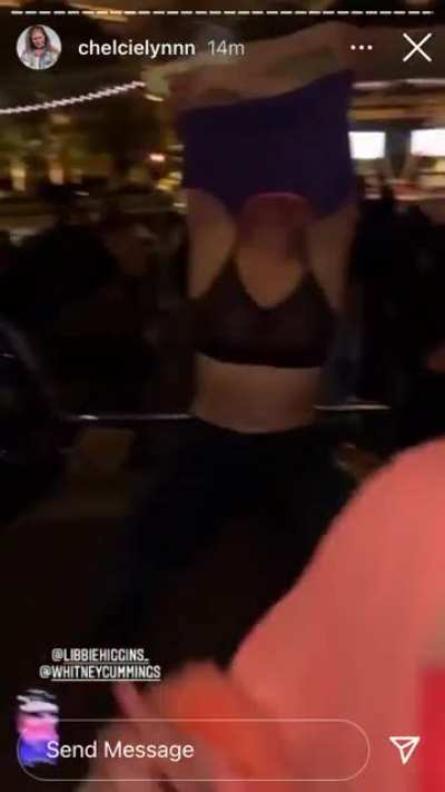 Dancing in see through bra