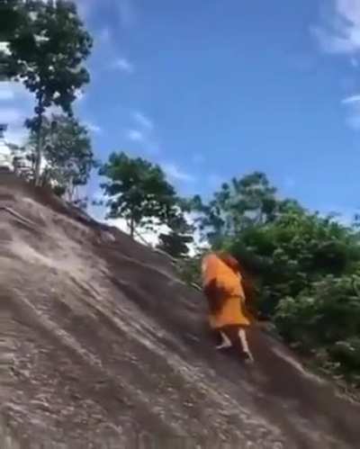 Monk defies gravity
