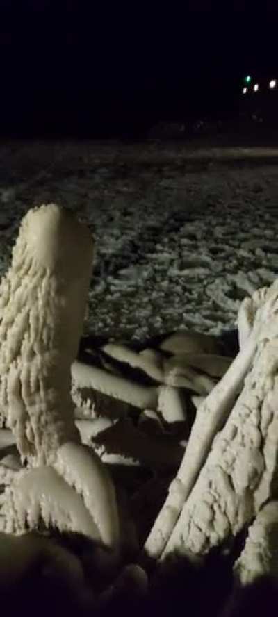 Crazy ice build up in Canada