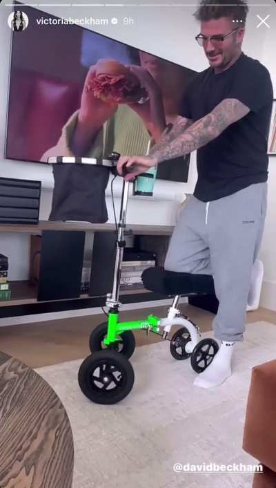 Victoria Beckham shares video of David setting up her mobility scooter: &ldquo;Think how much wine I can fit in this basket!!&rdquo;