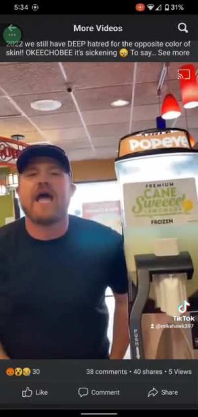 Douchebag freaking out at Popeyes