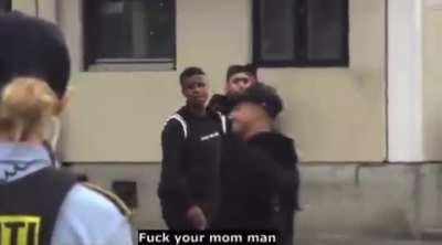 "You Danish Pig." Group of Muslim men racially harass a Danish man in Denmark.