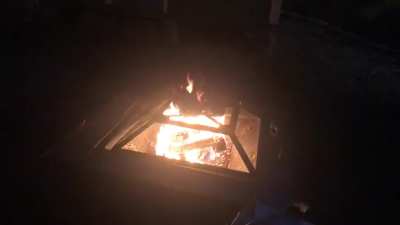 Fire pit potatoes roasting