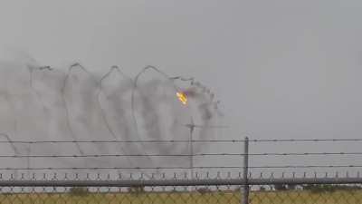 Wind turbine that got struck by lightning near Cromwell, TX today
