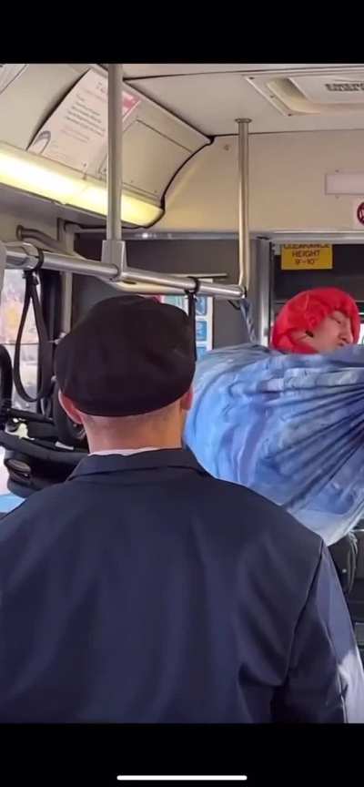 Main character can&rsquo;t believe he&rsquo;s not aloud to pitch a hammock on a public bus.