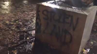 Black Lives Matter protestors topple statue of Republican president Abraham Lincoln, spray-paint 