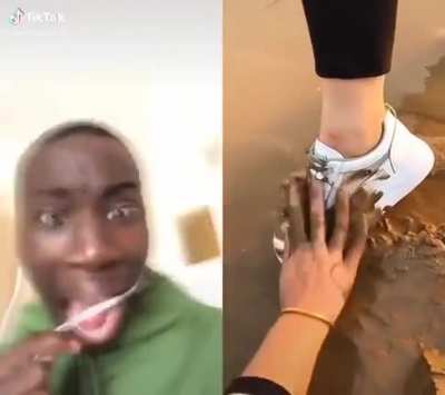 Sneakers in dirt