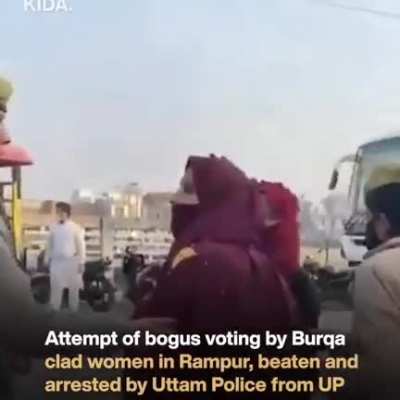 Uttar Pradesh: 2 Burqa-clad women arrested in Rampur during #UPElection2022 for casting bogus votes