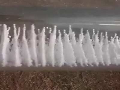 Response of foam particles to acoustic frequencies.