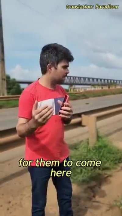Camera operator and local journalist freak while reporting on dangerous bridge when they just happen to witness the first minor structural failure of it. 