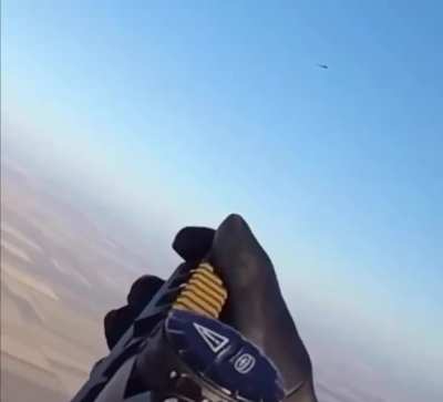 First-person footage of a Yak-52 gunner shooting down an Iranian/Russian Shahed UAV in the southern part of Ukraine.
