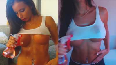 Imagine Emelie in a wet t-shirt contest with her overinflated-balloon looking tits