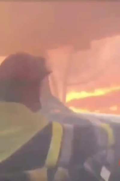Firefighters in the south of France who only survived because of the "self-protection" system of their truck that create a shield of water around it.