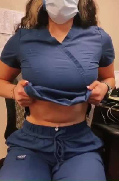 OMG my heart is beating 160 bpm I did a titty drop at the nurse&rsquo;s station!