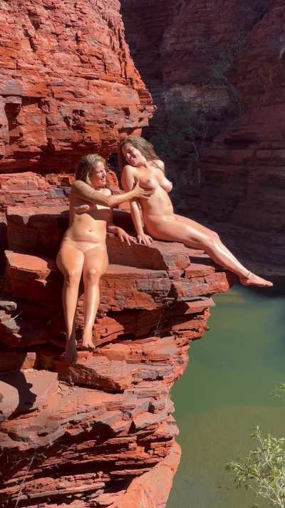 Relaxing on the edge after we climbed through this gorge!