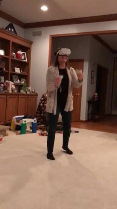 Mom using VR for the first time