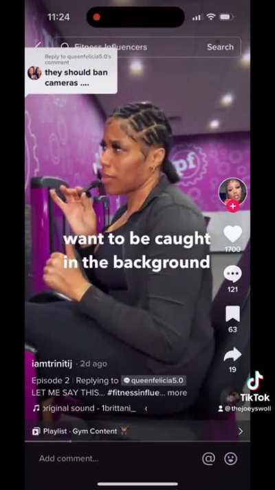 This influencer argues that if you don&rsquo;t like her filming you at the gym, that&rsquo;s your problem because you&rsquo;re just insecure and you should just work out at home