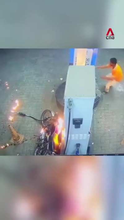 Man sets off fire at petrol pump in India after being told not to smoke
